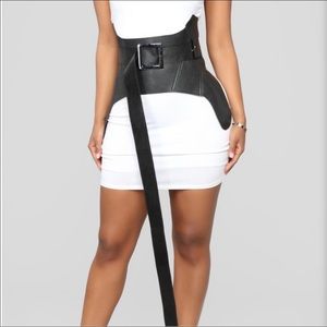 Black faux leather waist belt